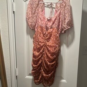 Floral Pink and Orange Women's Dress
